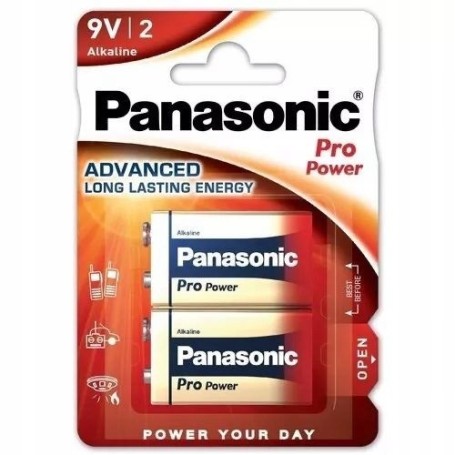 Bateria alkaliczna PANASONIC 6LR61 6F22 9V Pro Power wzmocniona 2 szt