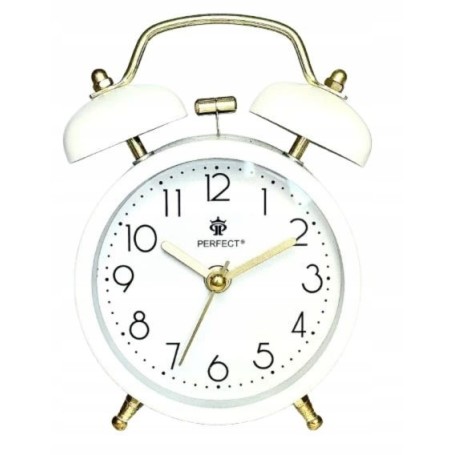 Budzik kwarcowy PERFECT 09504 ZEGAR ALARM GONG pyn¥cy mechanizm