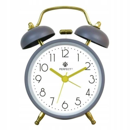 Budzik kwarcowy PERFECT 09504 ZEGAR ALARM GONG pyn¥cy mechanizm