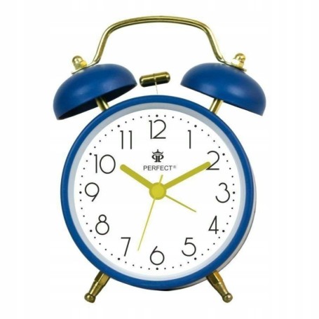 Budzik kwarcowy PERFECT 09504 ZEGAR ALARM GONG pyn¥cy mechanizm