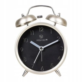 Budzik kwarcowy PERFECT 09805 ZEGAR ALARM GONG pyn¥cy mechanizm