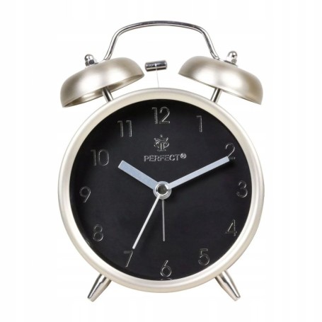 Budzik kwarcowy PERFECT 09805 ZEGAR ALARM GONG pyn¥cy mechanizm