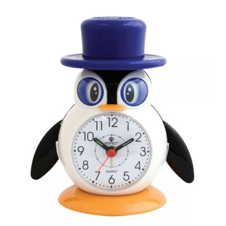 Budzik kwarcowy pingwinek PERFECT 152 zegar ALARM podwietlenie